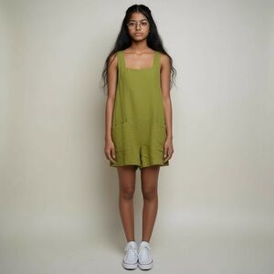 Free People Pea Green Cotton Vista Skort Romper Jumpsuit One Piece NWOT Small